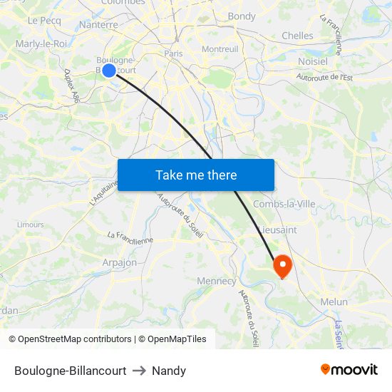 Boulogne-Billancourt to Nandy map