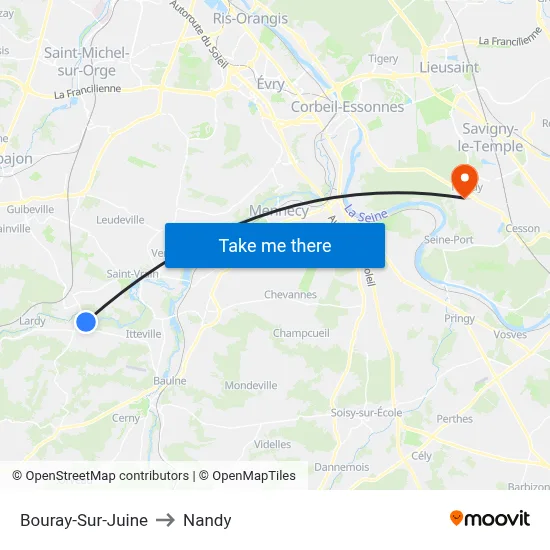 Bouray-Sur-Juine to Nandy map