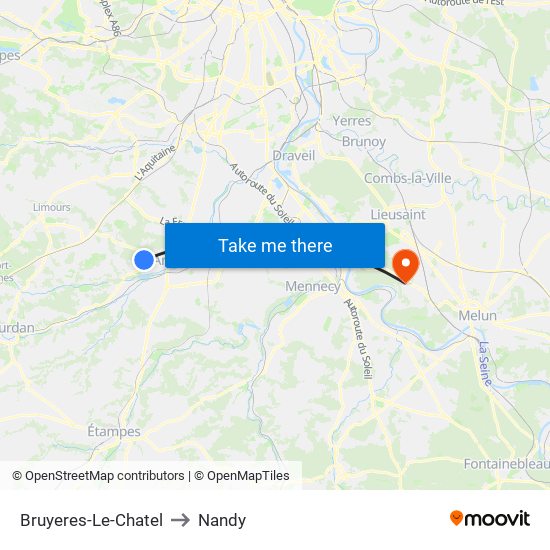 Bruyeres-Le-Chatel to Nandy map