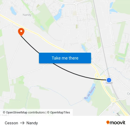 Cesson to Nandy map