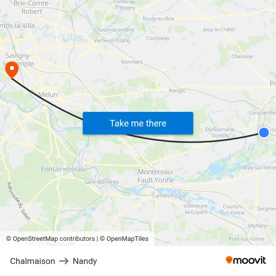 Chalmaison to Nandy map