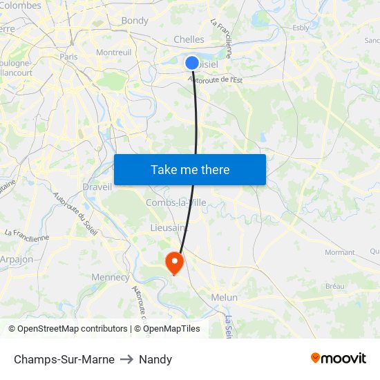 Champs-Sur-Marne to Nandy map