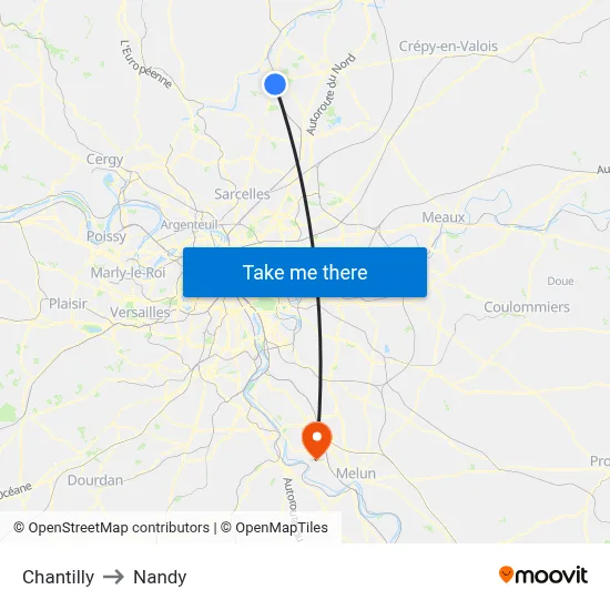 Chantilly to Nandy map