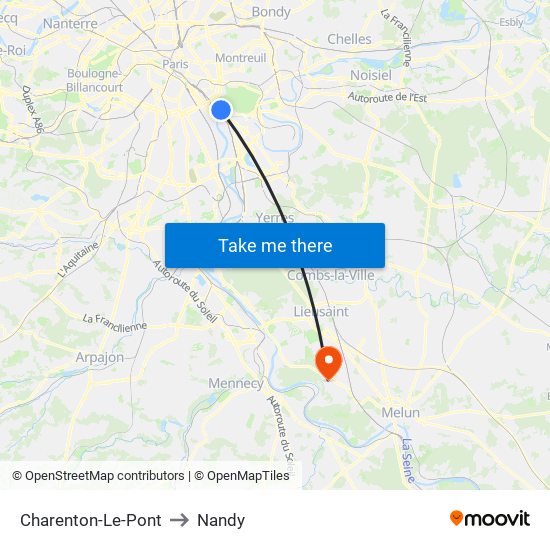 Charenton-Le-Pont to Nandy map