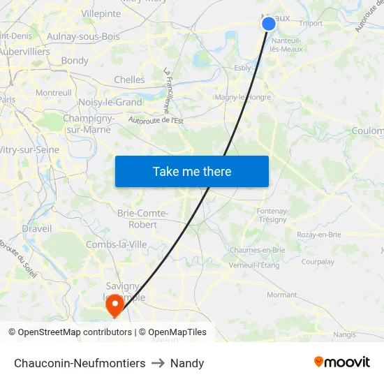 Chauconin-Neufmontiers to Nandy map