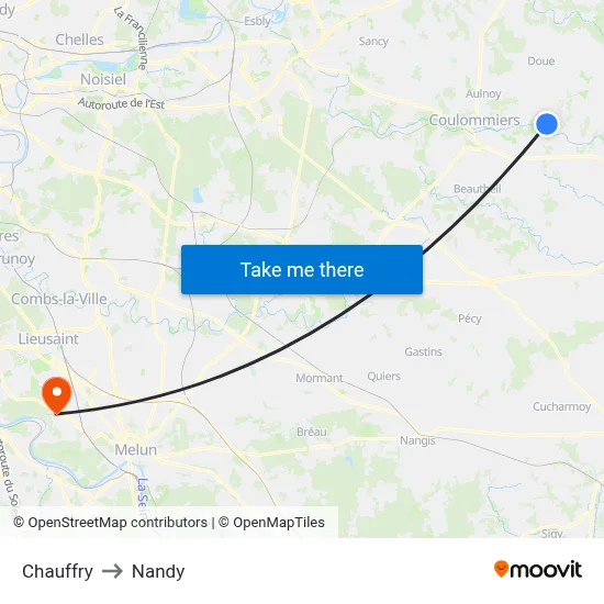 Chauffry to Nandy map