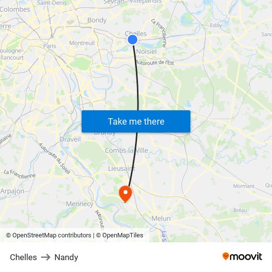 Chelles to Nandy map