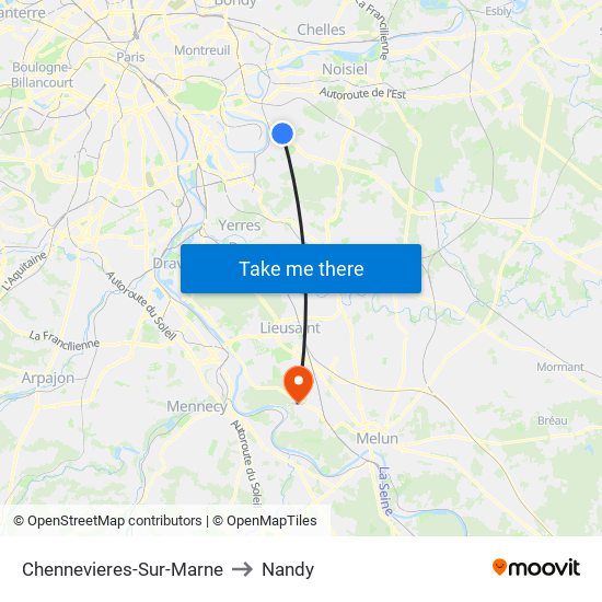 Chennevieres-Sur-Marne to Nandy map