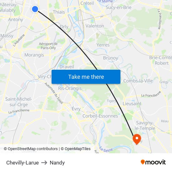 Chevilly-Larue to Nandy map