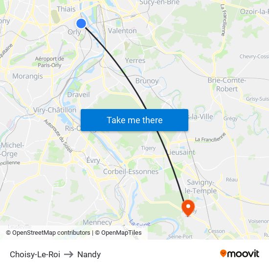 Choisy-Le-Roi to Nandy map