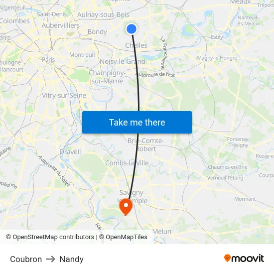 Coubron to Nandy map