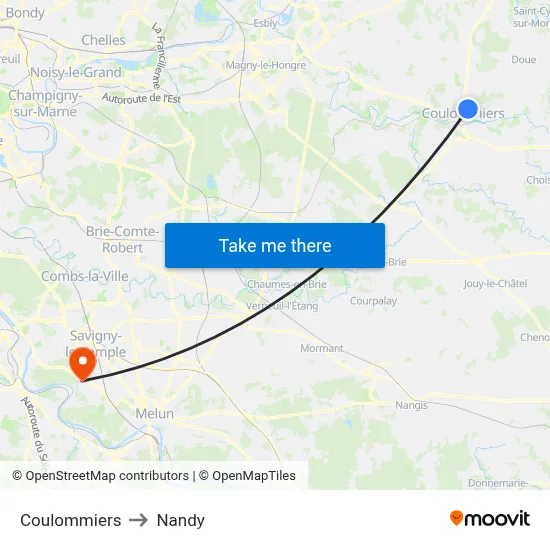 Coulommiers to Nandy map