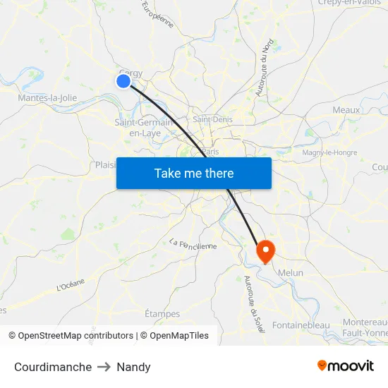 Courdimanche to Nandy map