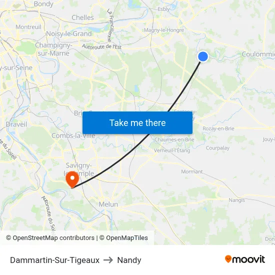 Dammartin-Sur-Tigeaux to Nandy map