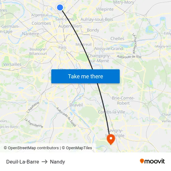 Deuil-La-Barre to Nandy map