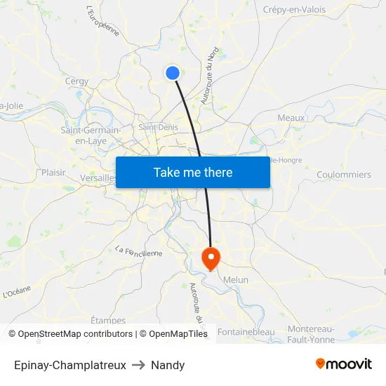 Epinay-Champlatreux to Nandy map