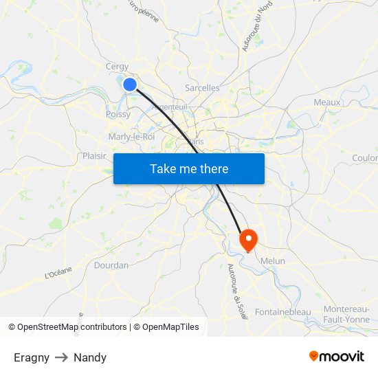 Eragny to Nandy map