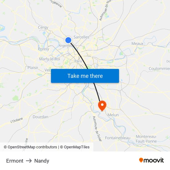 Ermont to Nandy map