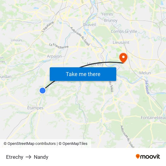Etrechy to Nandy map
