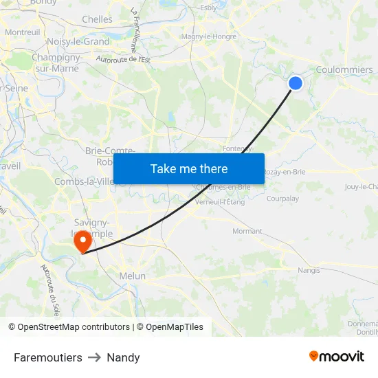 Faremoutiers to Nandy map