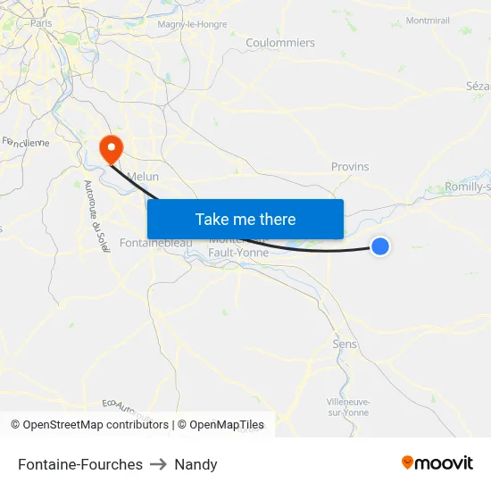 Fontaine-Fourches to Nandy map