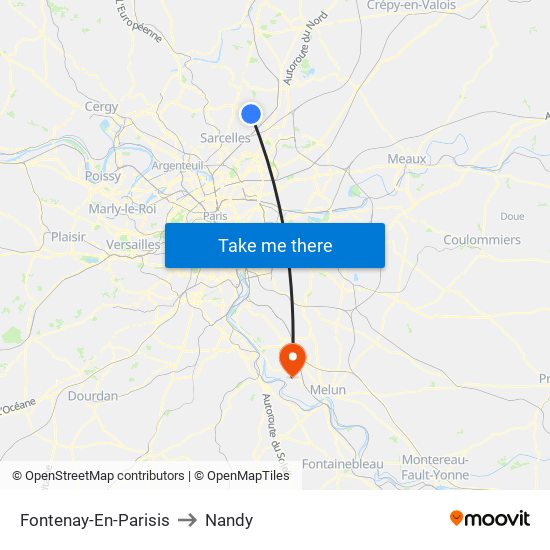 Fontenay-En-Parisis to Nandy map