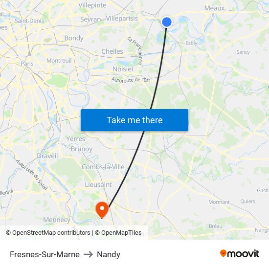 Fresnes-Sur-Marne to Nandy map
