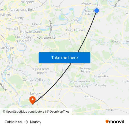 Fublaines to Nandy map