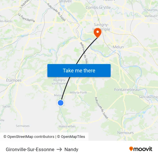 Gironville-Sur-Essonne to Nandy map
