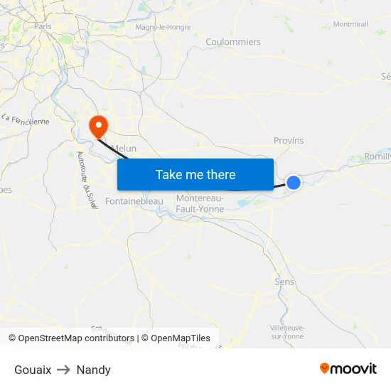 Gouaix to Nandy map