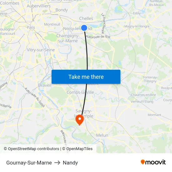 Gournay-Sur-Marne to Nandy map