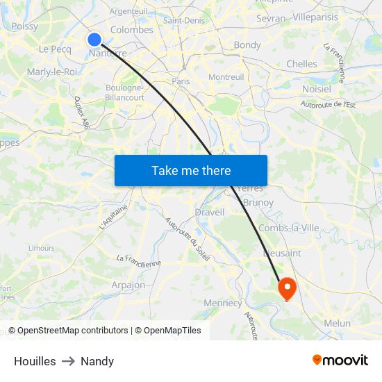 Houilles to Nandy map