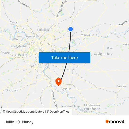 Juilly to Nandy map