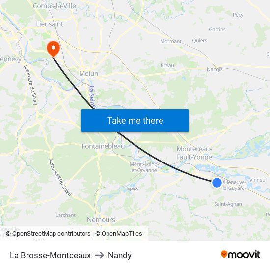 La Brosse-Montceaux to Nandy map