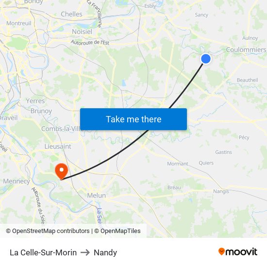 La Celle-Sur-Morin to Nandy map