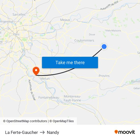 La Ferte-Gaucher to Nandy map