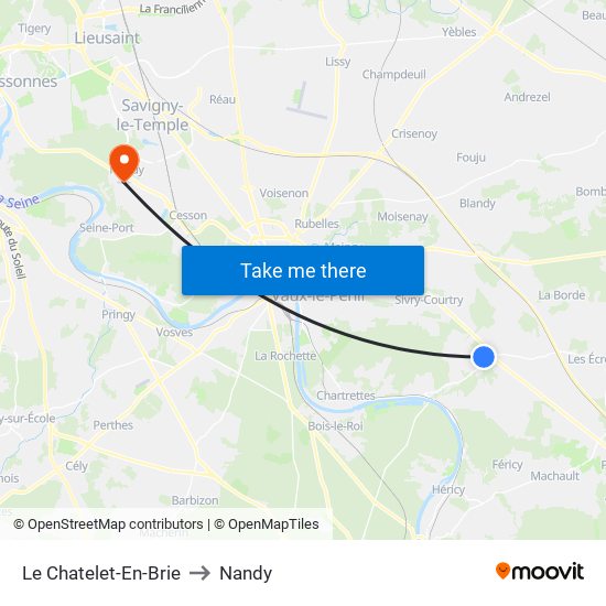 Le Chatelet-En-Brie to Nandy map