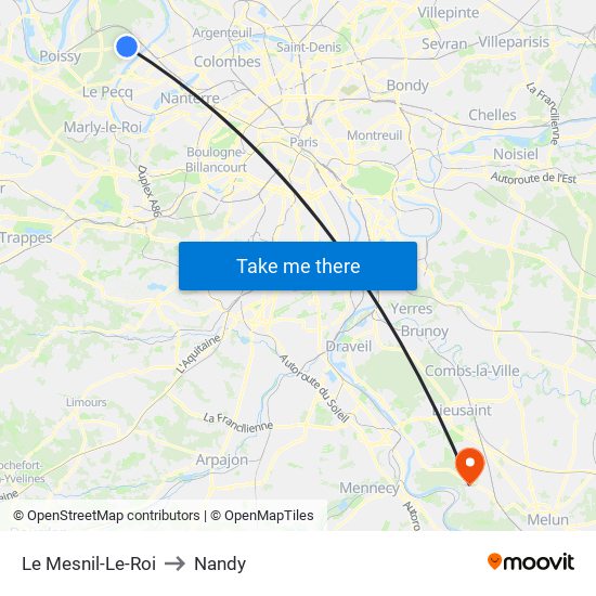 Le Mesnil-Le-Roi to Nandy map