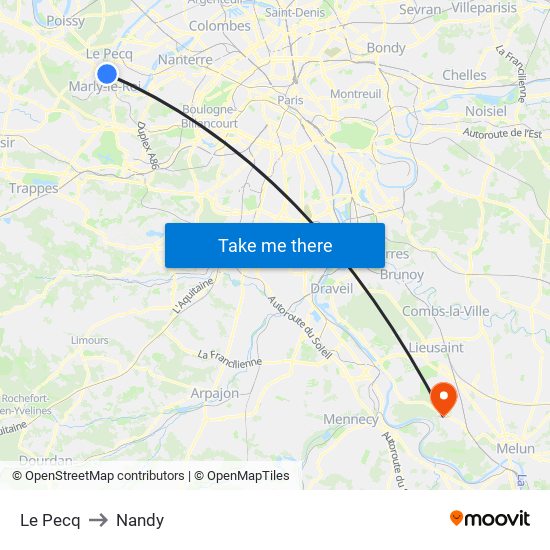 Le Pecq to Nandy map