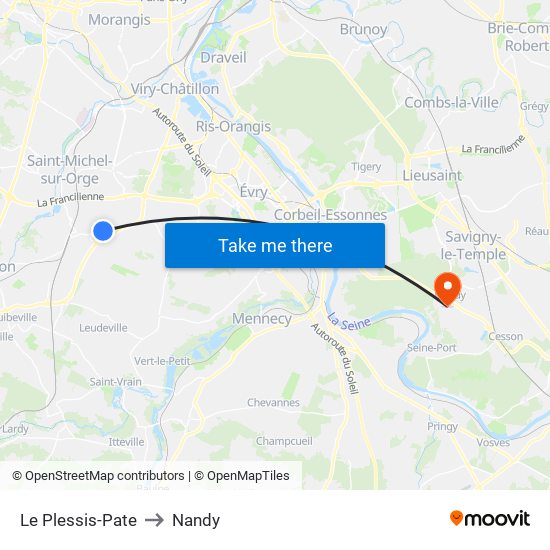 Le Plessis-Pate to Nandy map