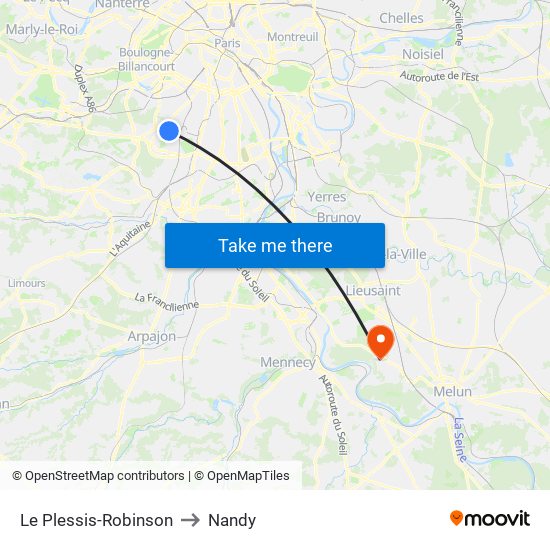 Le Plessis-Robinson to Nandy map