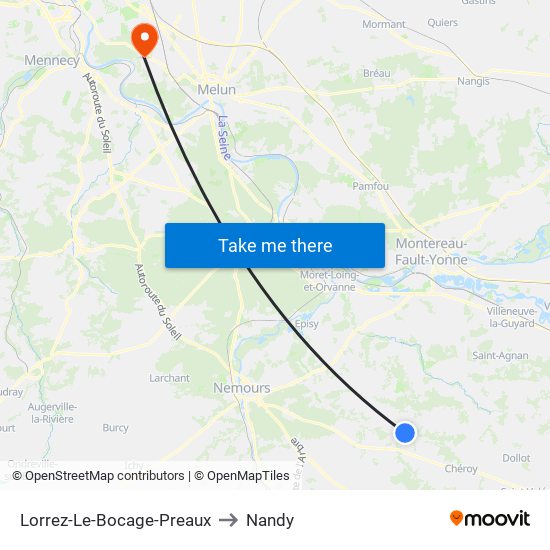 Lorrez-Le-Bocage-Preaux to Nandy map