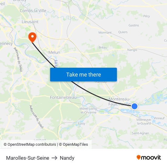 Marolles-Sur-Seine to Nandy map