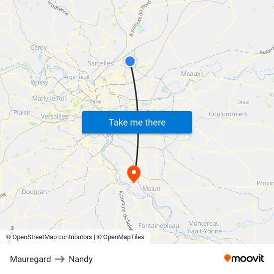 Mauregard to Nandy map