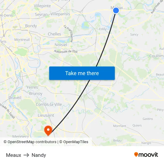 Meaux to Nandy map
