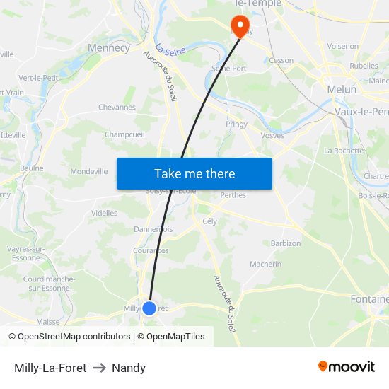 Milly-La-Foret to Nandy map