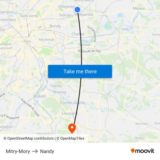 Mitry-Mory to Nandy map