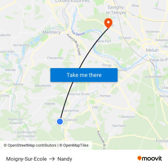 Moigny-Sur-Ecole to Nandy map
