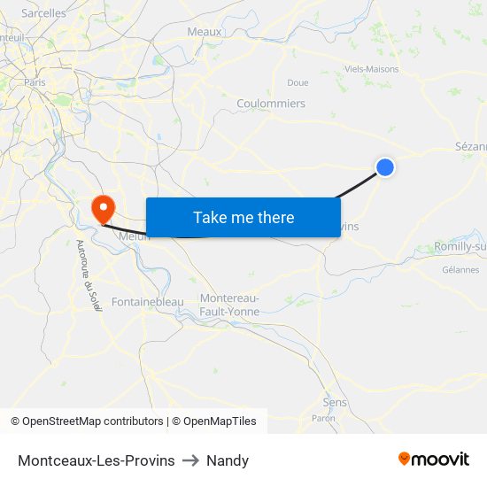 Montceaux-Les-Provins to Nandy map