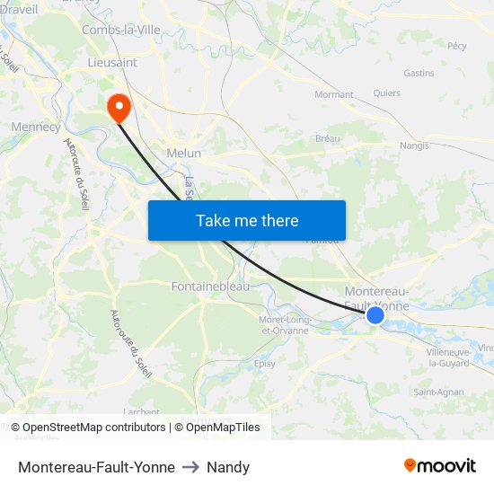 Montereau-Fault-Yonne to Nandy map